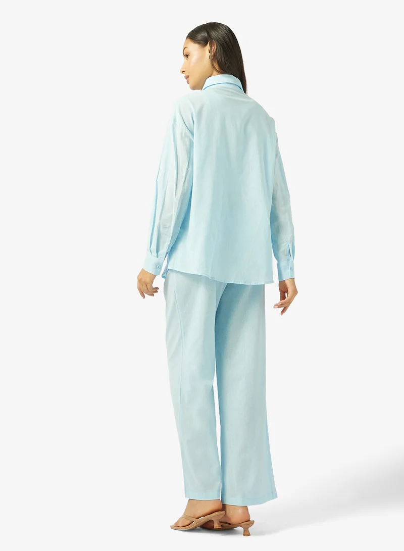 Ginger Oversize Button Down Shirt & Pant Coord Set